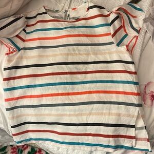 Zara basic linen striped blouse